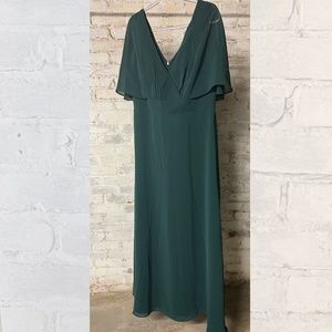 hunter green flutter sleeve chiffon bridesmaid dress [size 18]